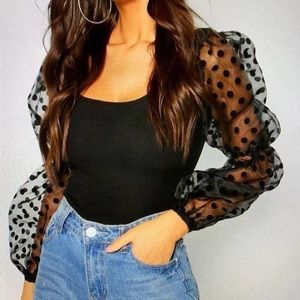 Polka dot sleeve shirt!